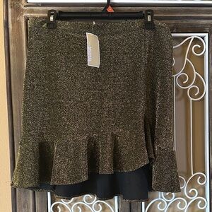 Michael Kors Gold Asymmetrical Skirt Large NWT